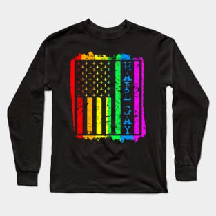 Hail Gay LGBT Satanic Flag Long Sleeve T-Shirt